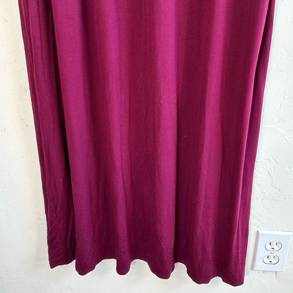 Apt. 9 Wine/Burgundy V-Neck Ruffle Sleeveless Maxi Dress with Side Slit Sz L - Picture 2 of 13